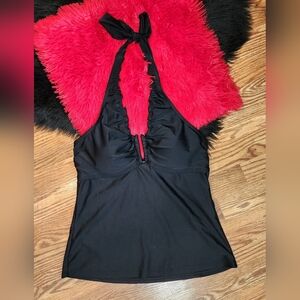 Black Bust Enhancer Halter Style Tankini Top Women's Size 14 (runs small)